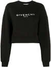 Givenchy Black 'paris' Logo Cropped Sweatshirt In Black