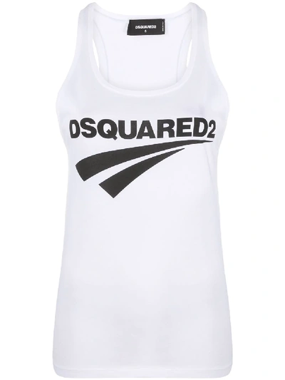 Dsquared2 Logo Print Racerback Tank Top In White