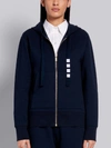 THOM BROWNE THOM BROWNE NAVY COMPACT DOUBLE KNIT COTTON ZIP-UP 4-BAR HOODIE,FJT127A0303414832058