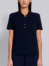 Thom Browne Striped Stretch Knit-trimmed Cotton-piqué Polo Shirt In Blue