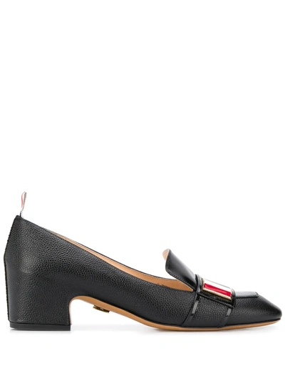 Thom Browne Tricolour Enamel Strap Loafers In Black