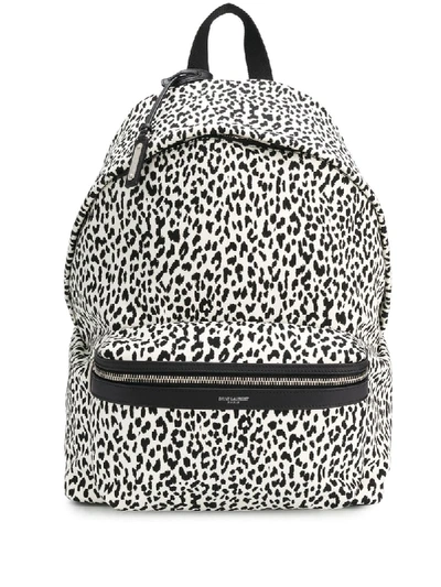 Saint Laurent Leopard Print Backpack In White