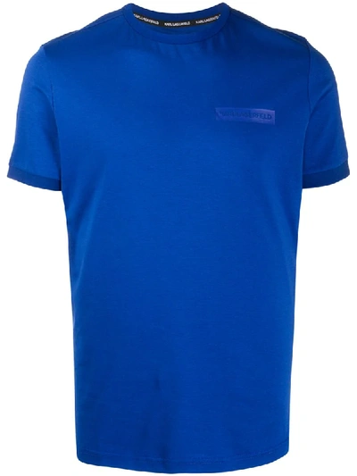 Karl Lagerfeld Crew Neck Printed Logo T-shirt In Blue