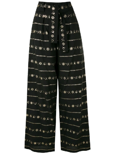 Nk Angela Jacquard Embroidery Trousers In Black