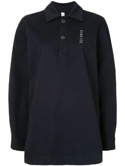 Dion Lee Embroidered Logo Cotton Polo Top In Blue