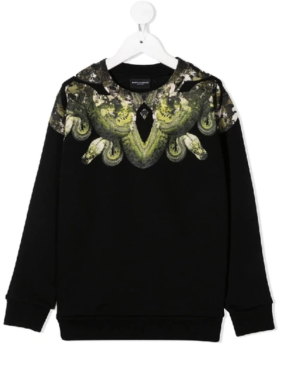 Marcelo Burlon County Of Milan Teen Python Print Crewneck Sweatshirt In Black