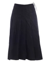 MONCLER PLEATED MIDI SKIRT IN BLACK FEATURING DRAWSTRING