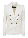 BALMAIN GRAIN DE POUDRE SLIM BLAZER IN WHITE