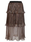 SELF-PORTRAIT self-portrait Metallic Tiered Midi Skirt