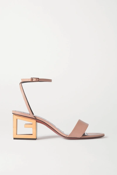 Givenchy Triangle Cutout Heel Leather Sandals In Beige