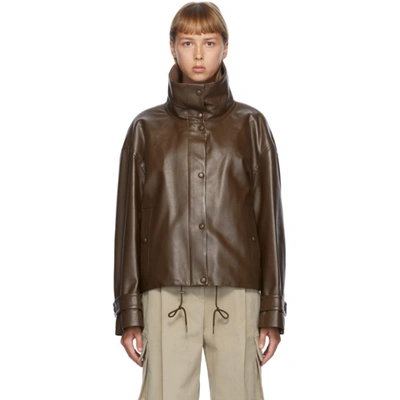 Drae Brown Faux-leather Blouson Jacket