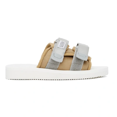 Suicoke Ssense Exclusive Beige And White Moto-cab Sandals In Beige/white
