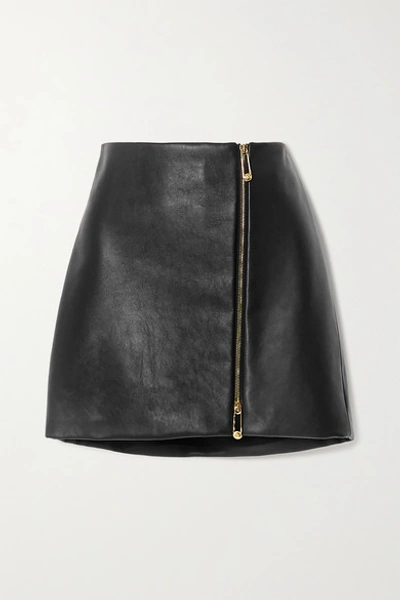 Versace Leather Mini Skirt In Black