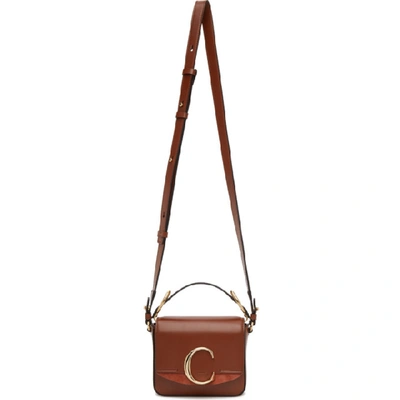 Chloé Brown Mini ' C' Bag In 27s Sepiabr