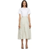 3.1 PHILLIP LIM / フィリップ リム 3.1 PHILLIP LIM WHITE AND BEIGE BELTED SHIRRED T-SHIRT DRESS