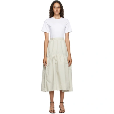 3.1 Phillip Lim / フィリップ リム 3.1 Phillip Lim White And Beige Belted Shirred T-shirt Dress In St252 Stone