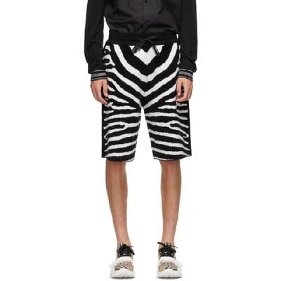 Burberry Logo Patch Wool Blend Knit Shorts In Black,white