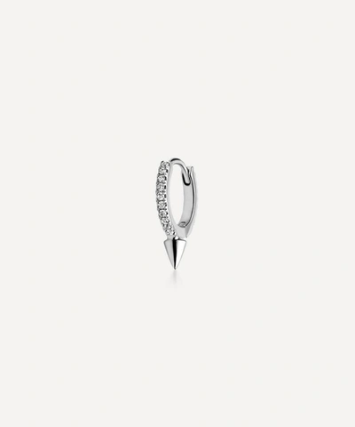 Maria Tash 18ct 8mm Single Short Spike Diamond Eternity Single Hoop Earring In White Gold