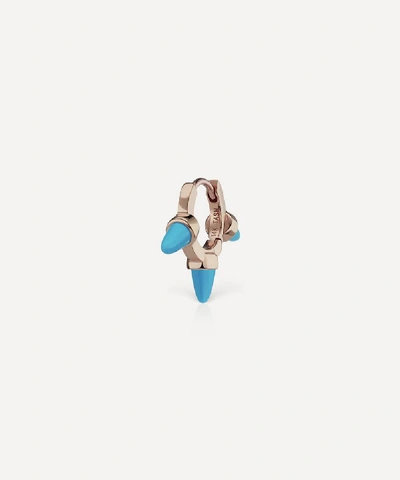 Maria Tash 6.5mm Triple Short Turquoise Spike Hoop Earring In Rose Gold