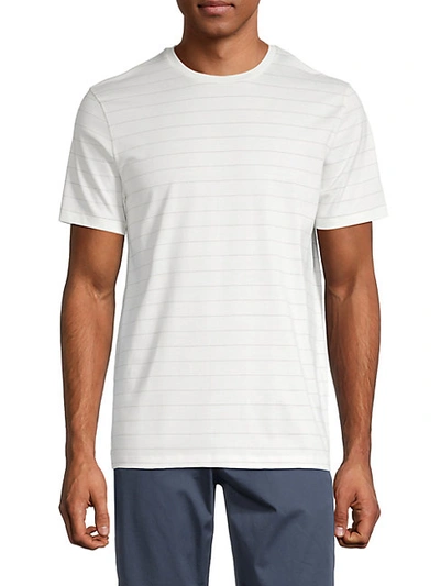 Theory Pixel Stripe Cotton T-shirt In Ivory
