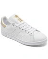 Adidas Originals Stan Smith Metallic-trimmed Leather Sneakers In Feature White