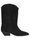 Isabel Marant Ankle Boots In Luxurious Calf Velvet Leather With Sleek Design And Quality Finish In Faded Black