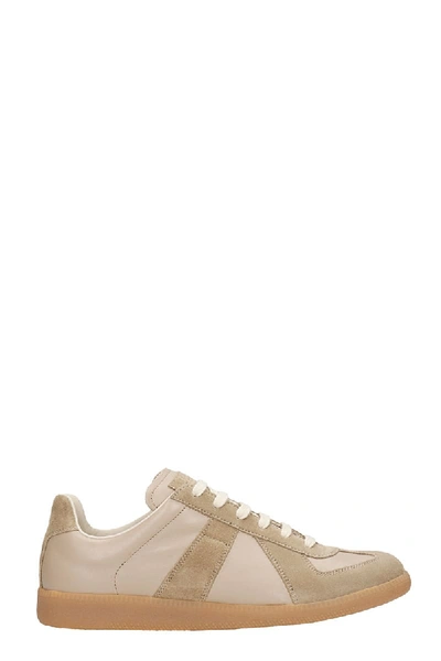 Maison Margiela Replica Leather And Suede Sneakers In Brown