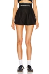 Alexander Wang High Waisted Shorts With Exposed Zipper And Logo Elastic In Black