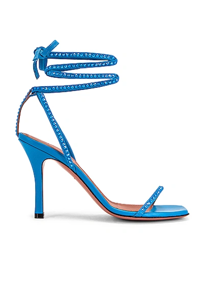 Amina Muaddi Vita Crystal Sandal In Blue
