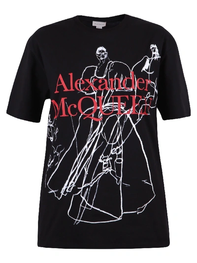 Alexander Mcqueen Drawing Print T-shirt In Black