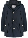 Woolrich Down-feather Hooded Coat In Blue