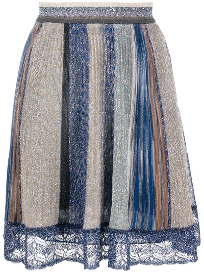 Missoni Colour Block A-line Skirt In Blue