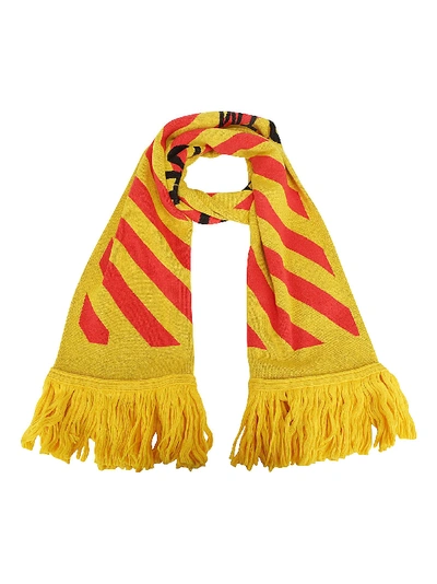 Off-white Arrow Intarsia Wool-blend Scarf In Yellow