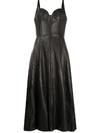 ALEXANDER MCQUEEN BUSTIER TOP FLARED MIDI DRESS