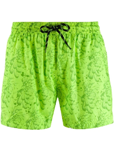 John Richmond Drawstring Swim Shorts In Yellow