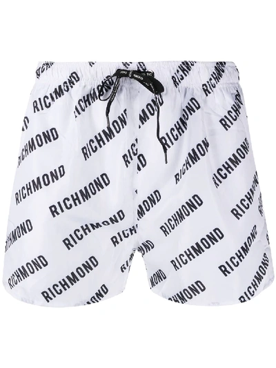 John Richmond Madisin Logo-print Swim Trunks In White