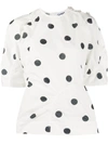 GANNI POLKA-DOT GATHERED BLOUSE