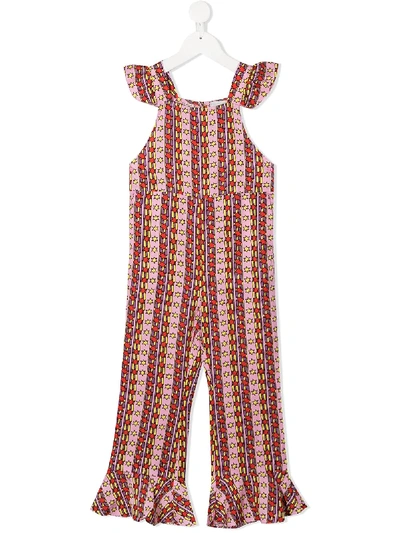 Stella Mccartney Kids' Pink And Lilac Jumpsuit For Girl With Stars