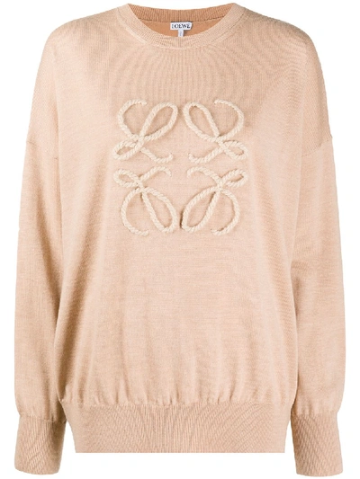 Loewe Cord Logo Appliqué Jumper In Neutrals