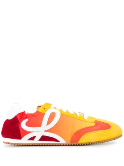 Loewe 100mm Ballet Nylon & Suede Trainers In Yellow,orange,red