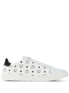 Mcm Men Printed Canvas Terrain Sneakers In White