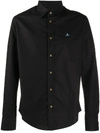 Vivienne Westwood Orb Embroidered Two-button Krall Shirt In Black
