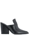 Ferragamo Women's Malfa Leather Block Heel Mules In Black