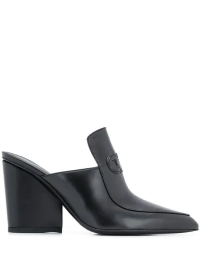 Ferragamo Women's Malfa Leather Block Heel Mules In Black