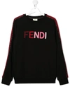Fendi Teen Logo Embroidered Sweatshirt In Black