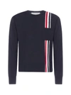 THOM BROWNE THOM BROWNE STRIPED INTARSIA CREWNECK PULLOVER