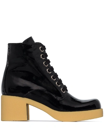 Miu Miu Black 60 Platform Patent Leather Ankle Boots