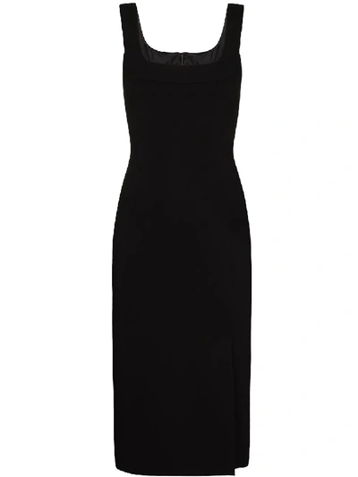 Dolce & Gabbana Black Square Neck Midi Dress