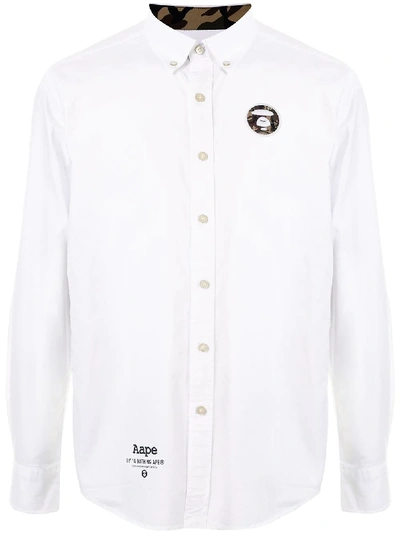 Aape By A Bathing Ape Ape Silhouette Button-down Shirt In White