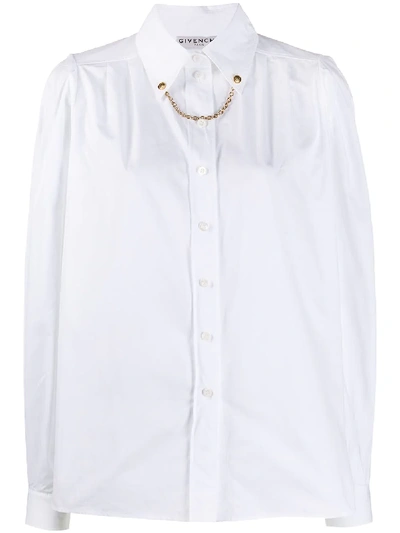 Givenchy Chain-collar Cotton-poplin Shirt In White